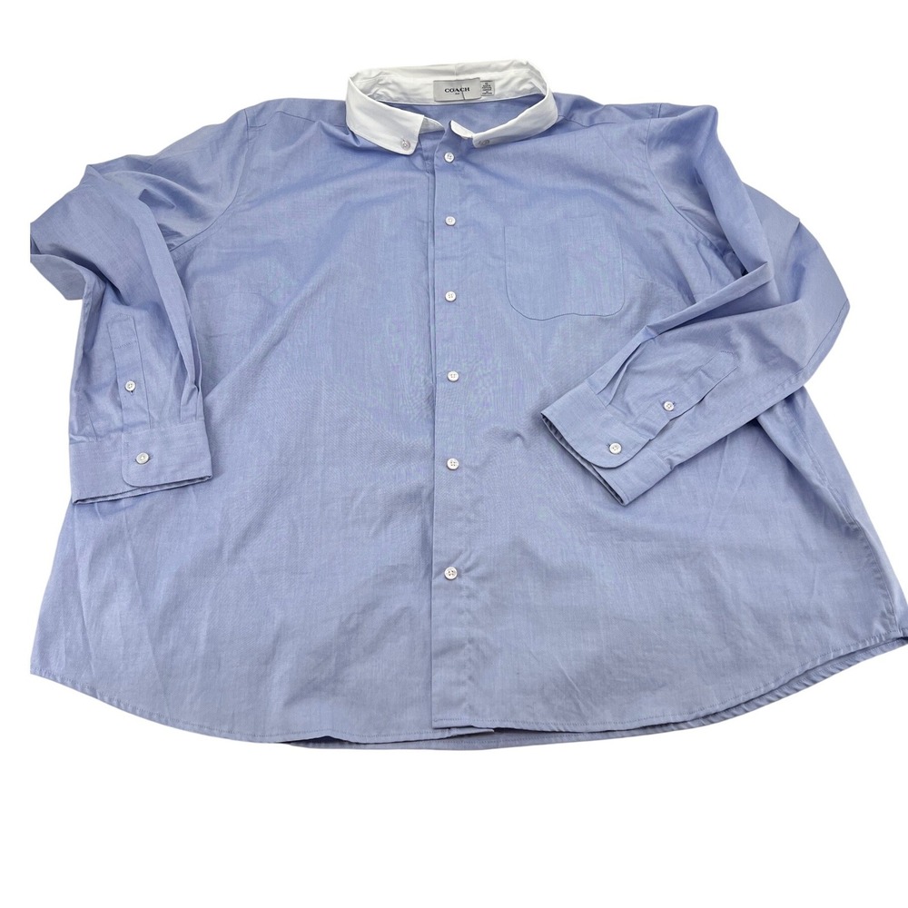 Coach 1941 Blue Cotton Contrast Collar Button Down Shirt 35782U Size 22 Portugal